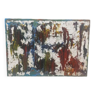 Peinture à l'huile abstraite sur toile années 70