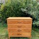 Vintage Scandinavian wooden chest of drawers with herringbone pattern - 4 drawers