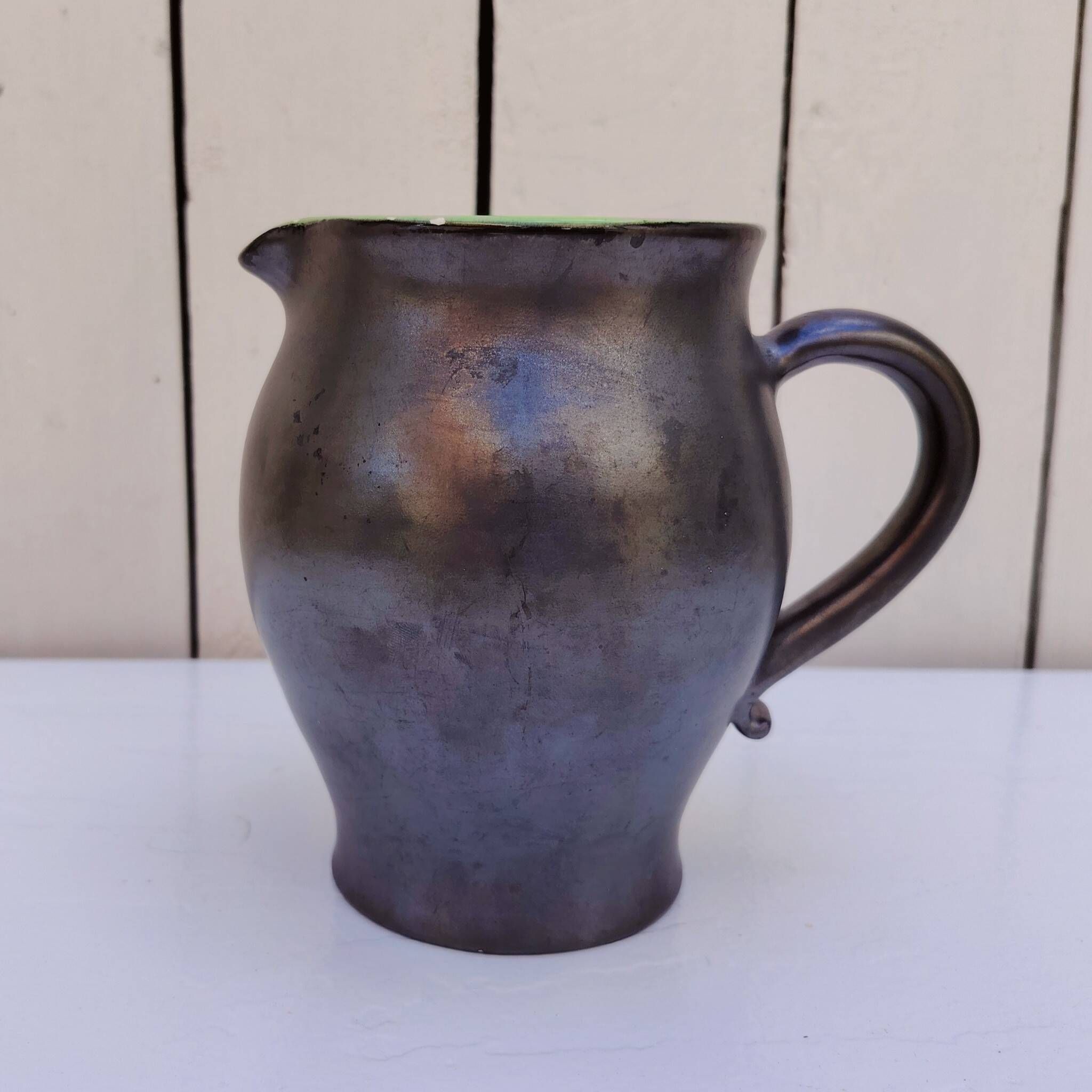 Ceramic pitcher, faience by Elchinger, vintage