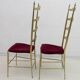 Paire de chaises Chiavari à dossier haut en laiton, style italien du milieu du siècle, années 1950