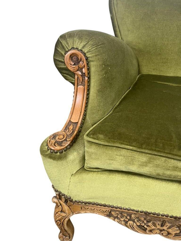 Vintage green baroque sofa / three-seater / sofa