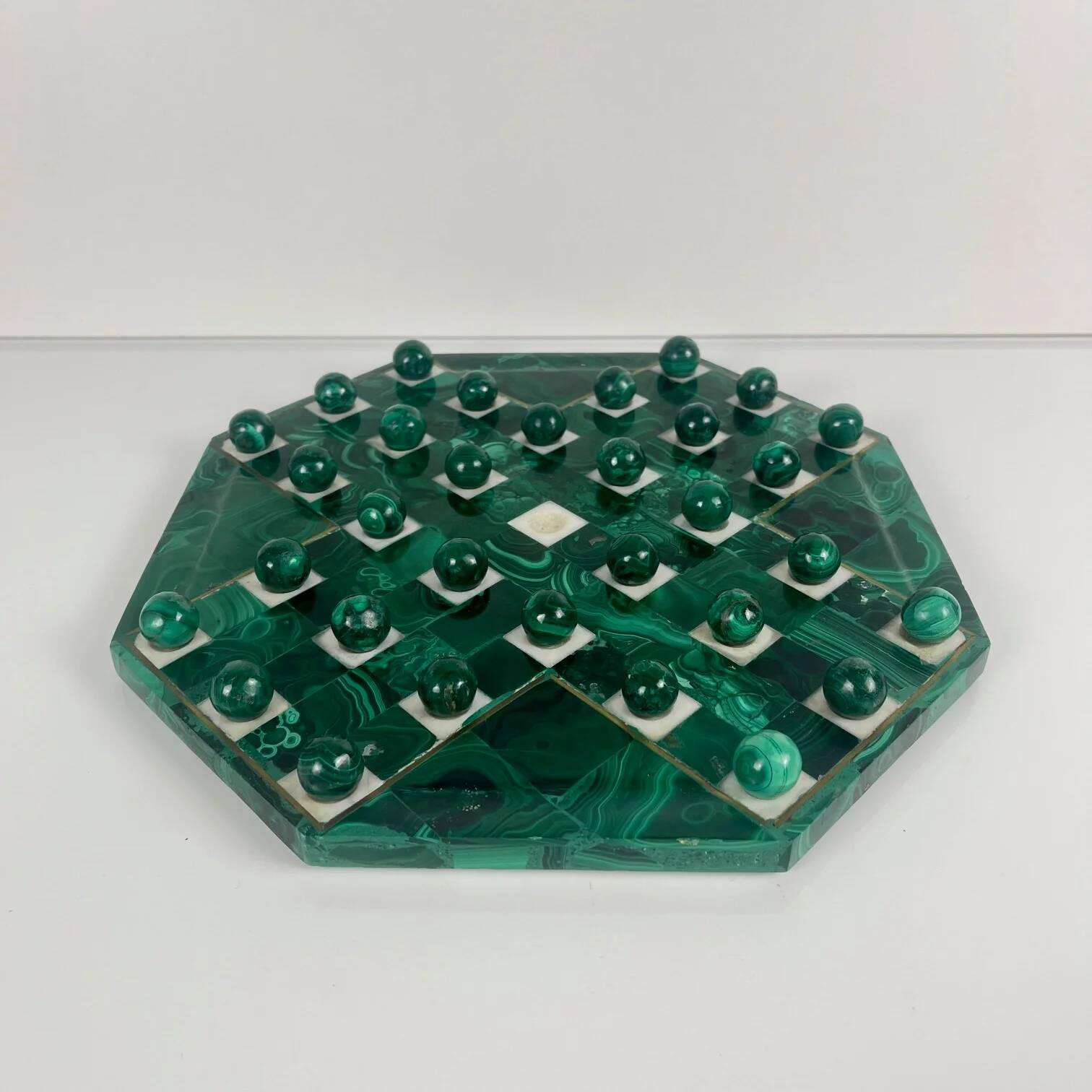 Jeu de solitaire en malachite de forme octogonale, 1950/70