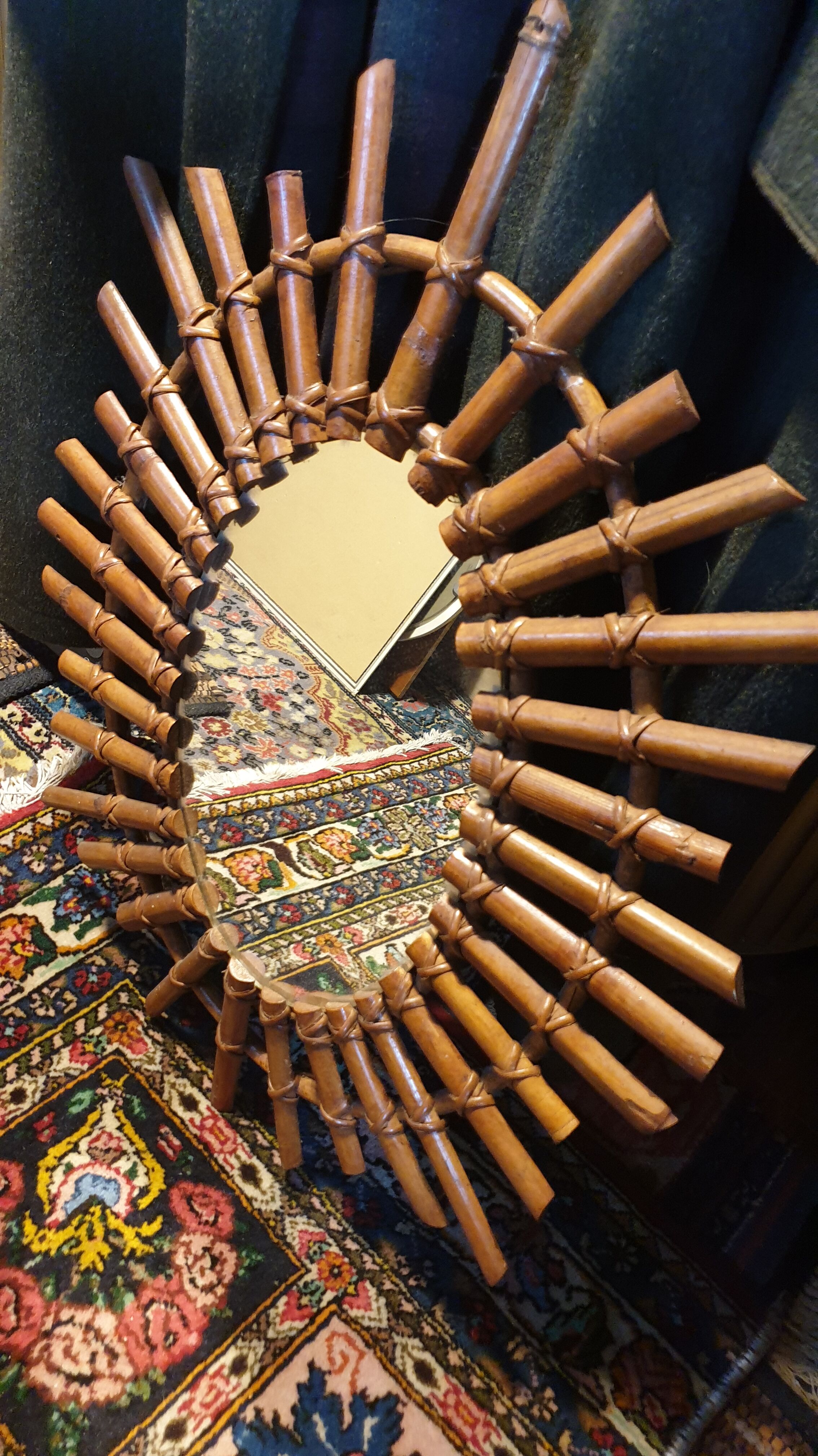 Oval rattan mirror seventies