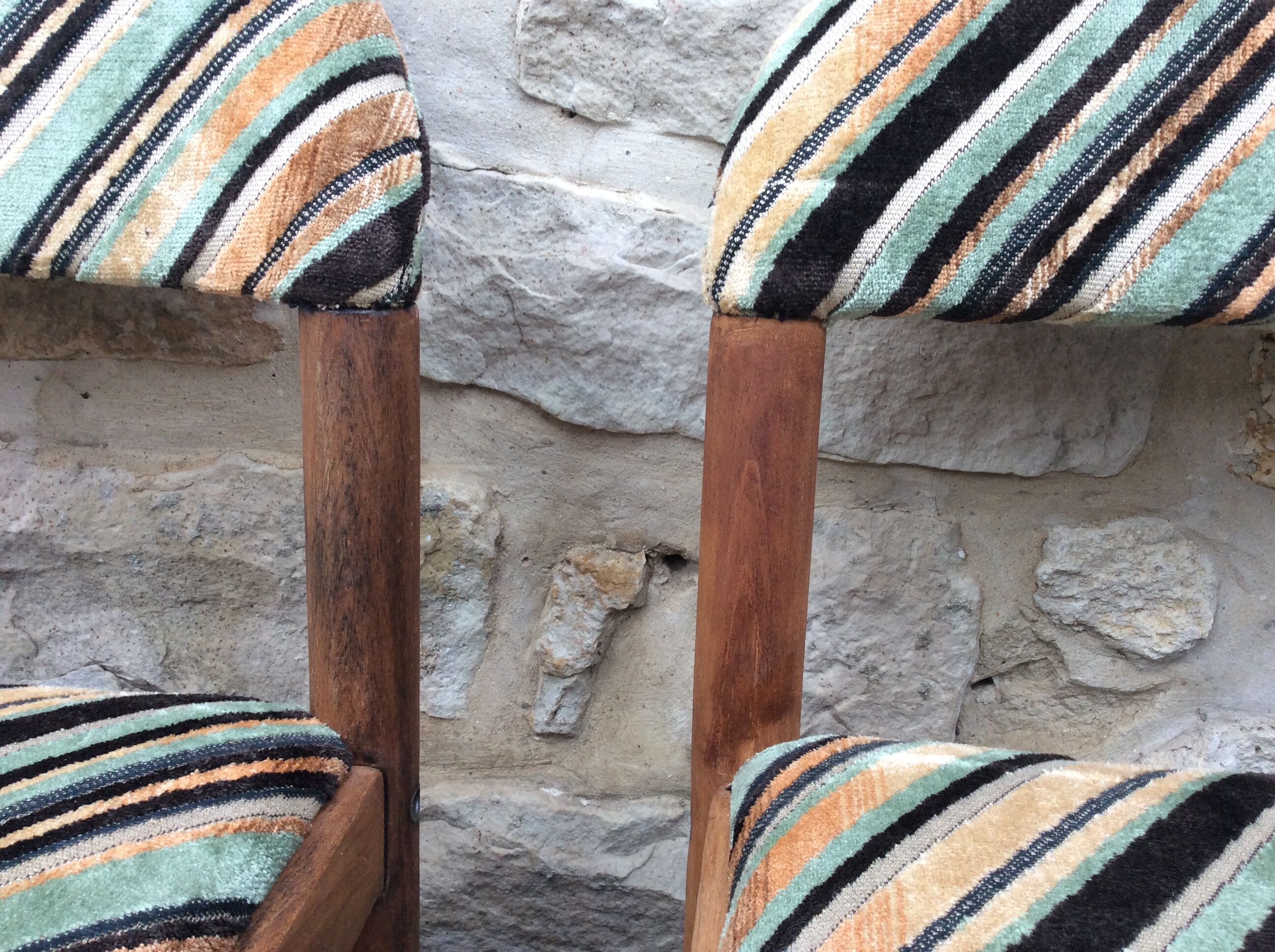 Paire chaises bois et tissu