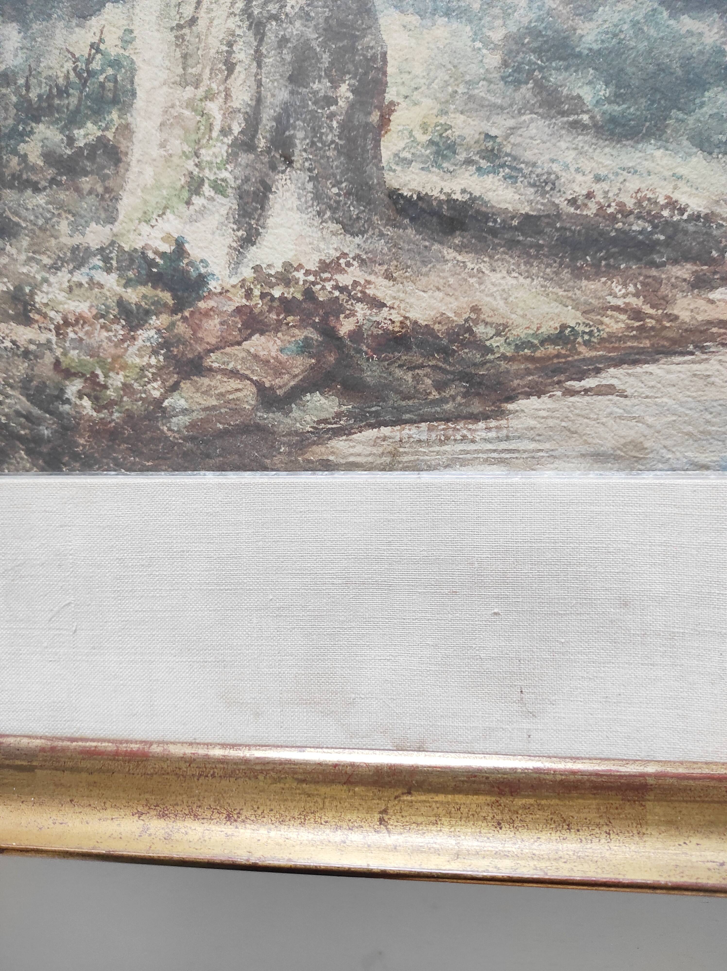 View of a Lake, 19th Century Framed Watercolor