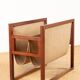 Danish magazine rack in teak and linen by Henning Wind-Hansen for Sika Møbler