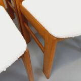 Set of 6 vintage chairs in elm wood and bouclé fabric from the 70s
