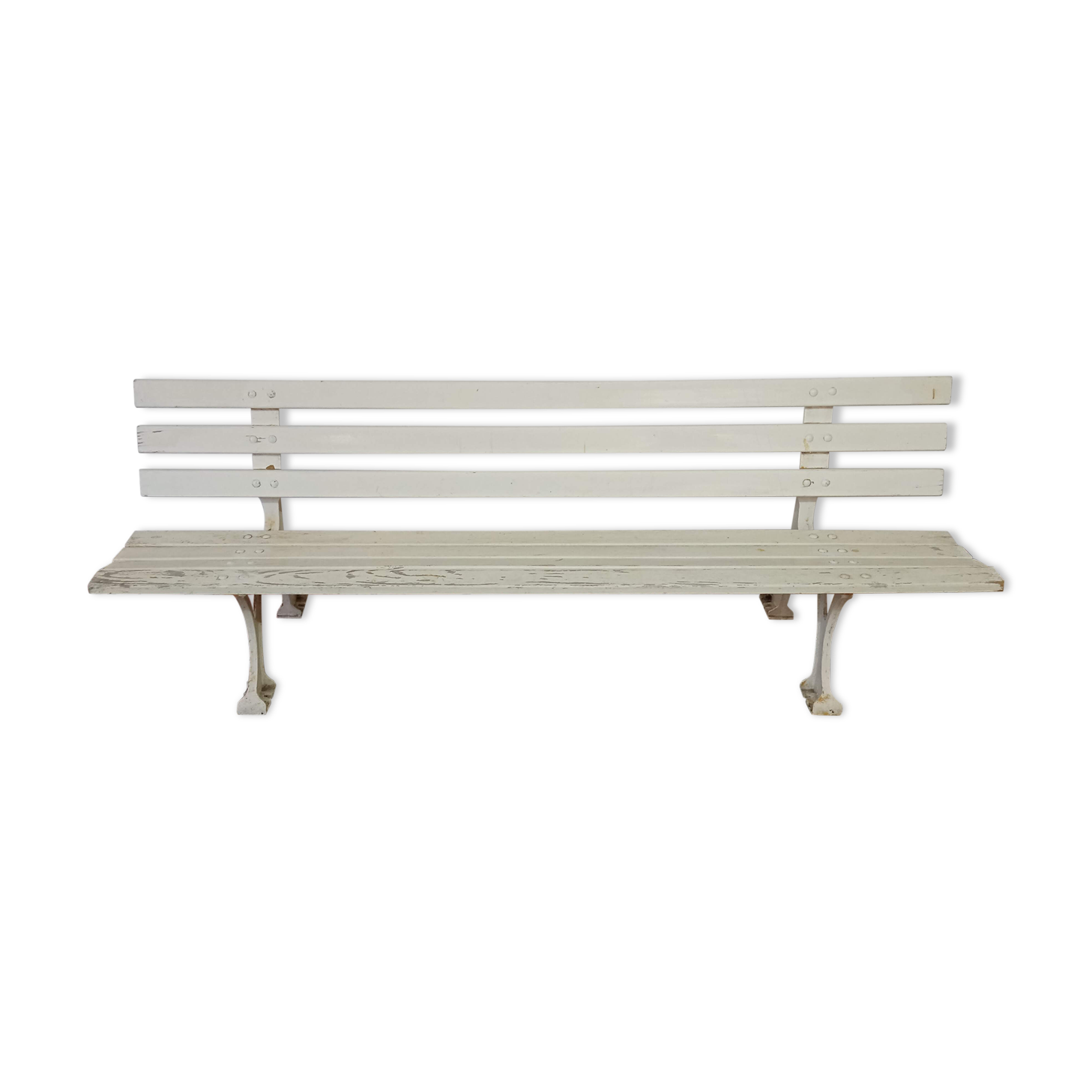 Wooden garden bench and old cast iron