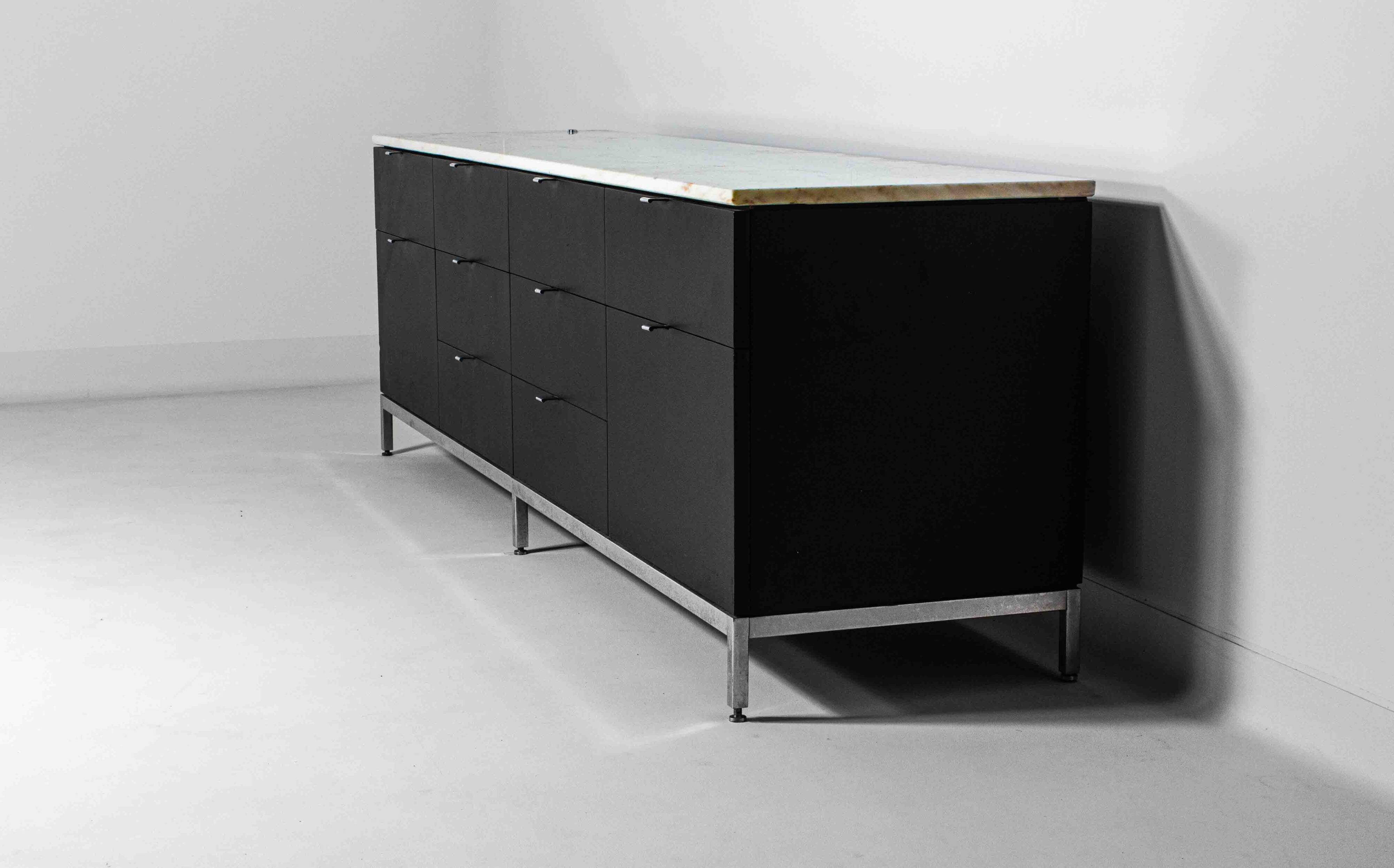 Executive sideboard by Florence Knoll with 'rosé aurore' marble top
