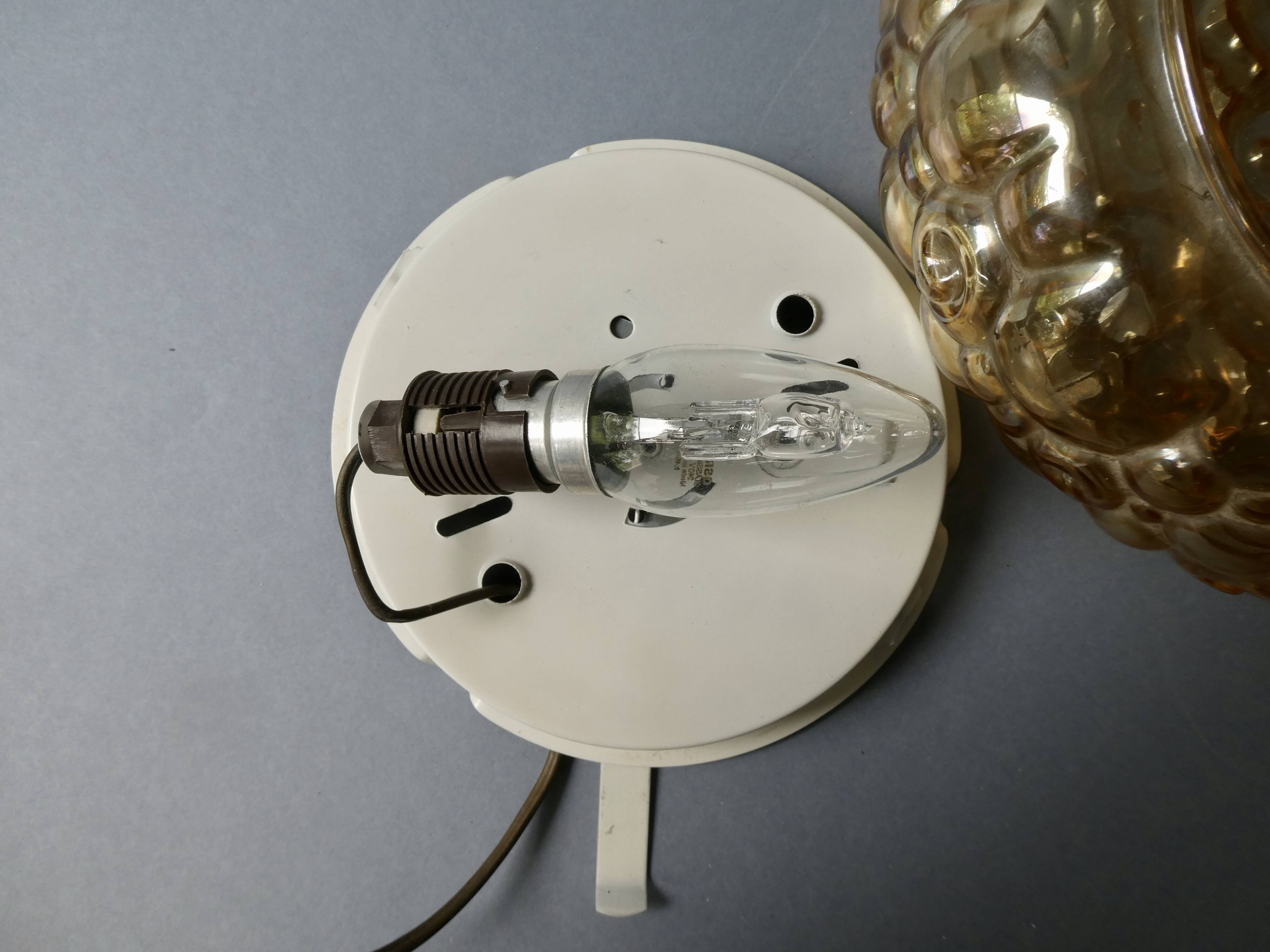 Amber glass ceiling light from the 70s