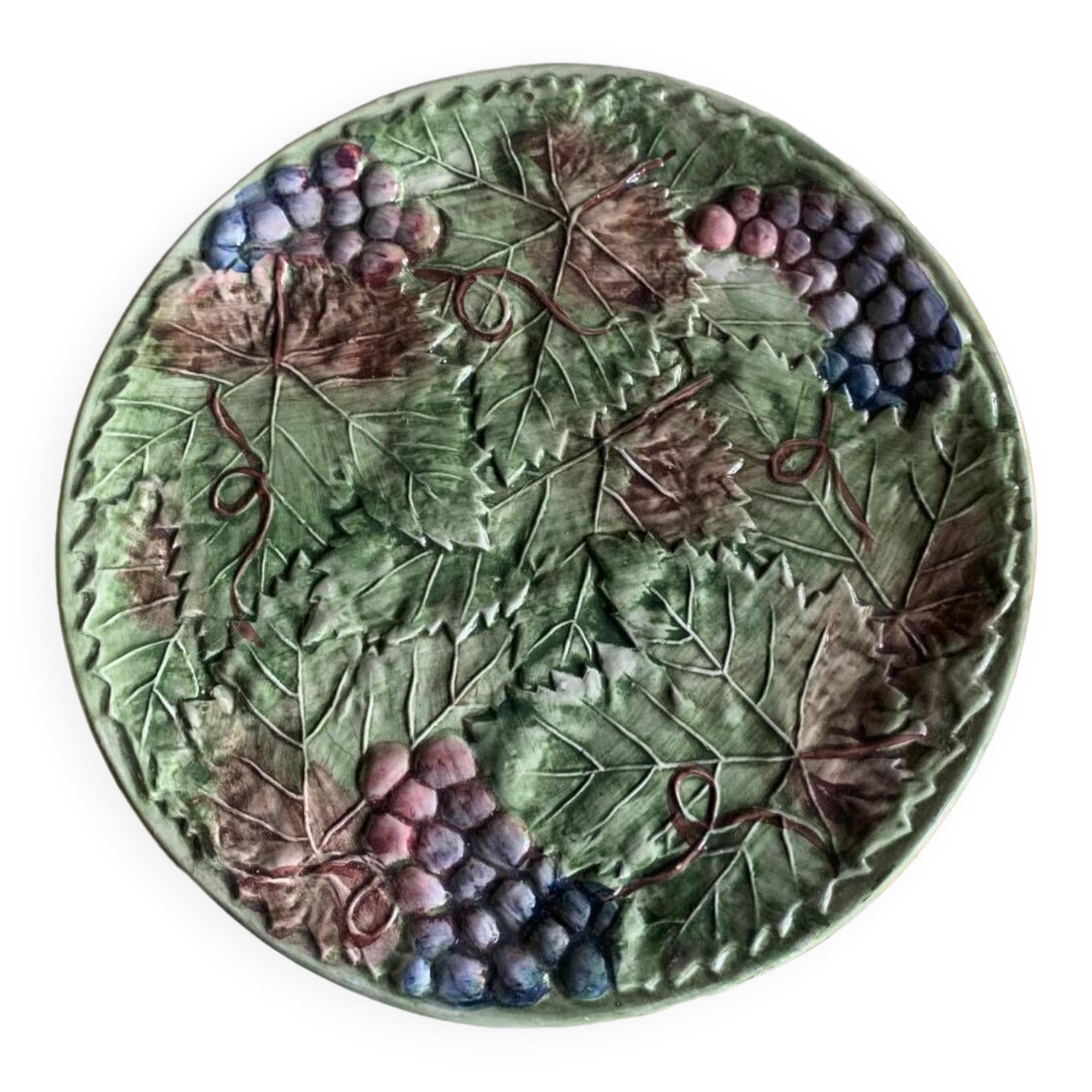 Slush Cake Dish Serving Tart Vine Leaves Grape Patterns