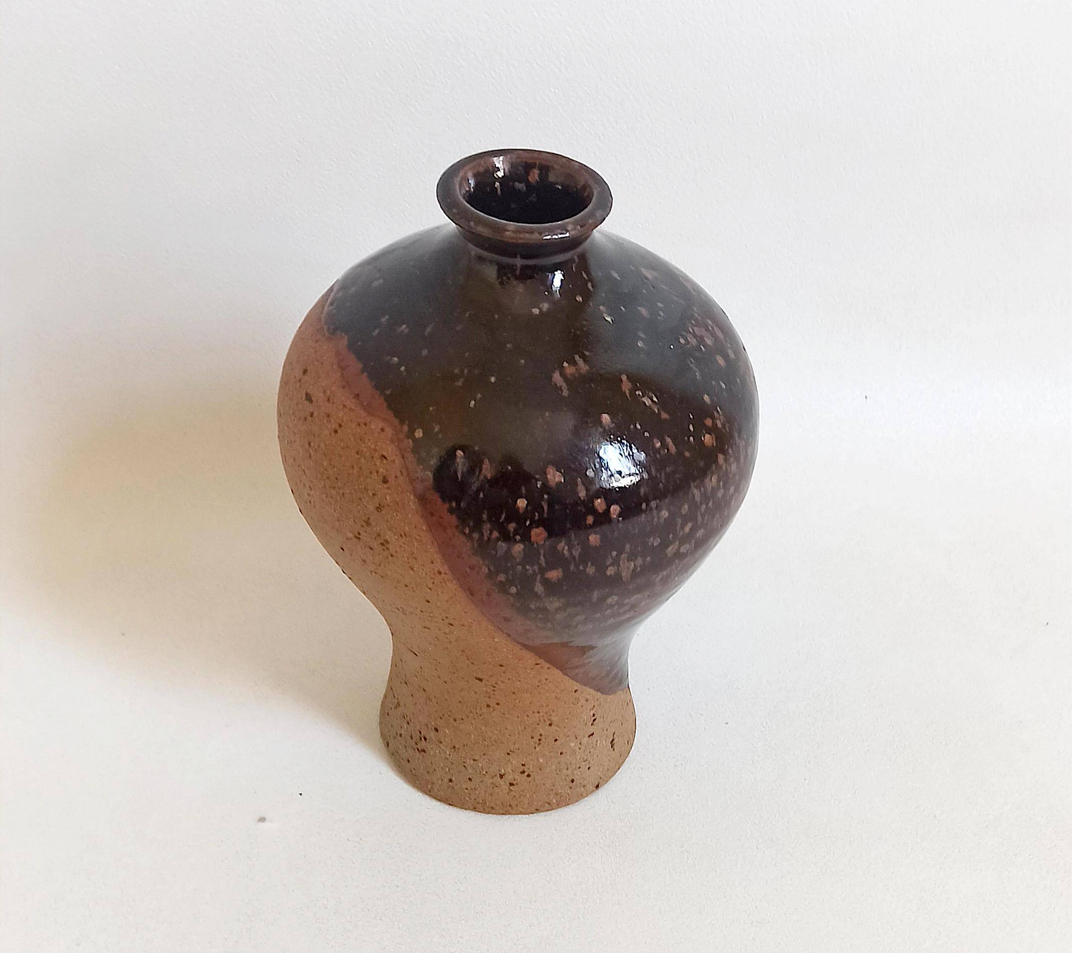 Soliflore two-tone glazed stoneware 1970s height 19 cm