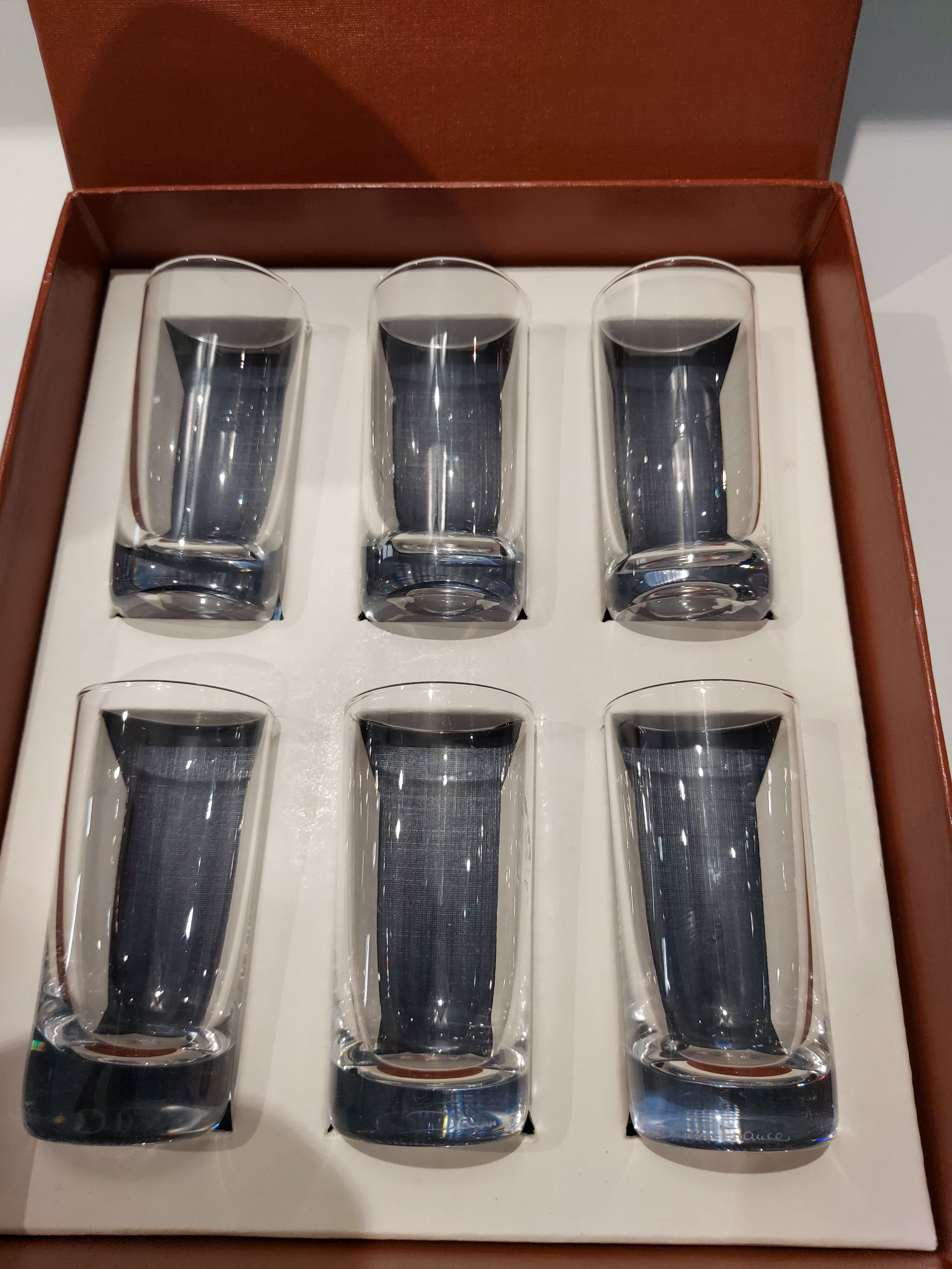 Box of 6 Daum crystal liqueur glasses