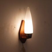 Danish teak and opaline wall lamp