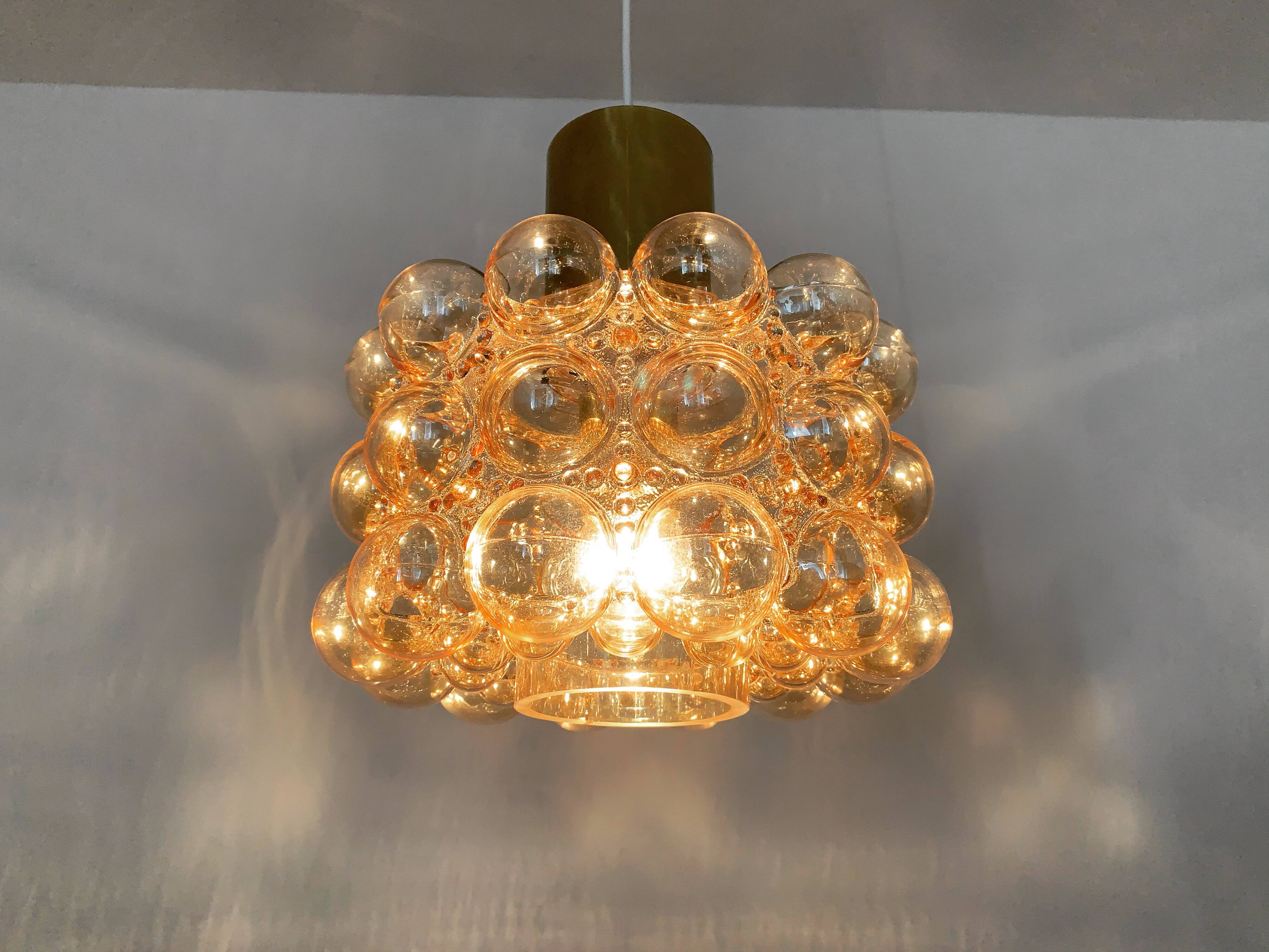 Bubble glass pendant lamp by Helena Tynell for Glashütte Limburg