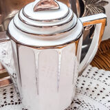 Service à café Limoges style art déco blanc et argent