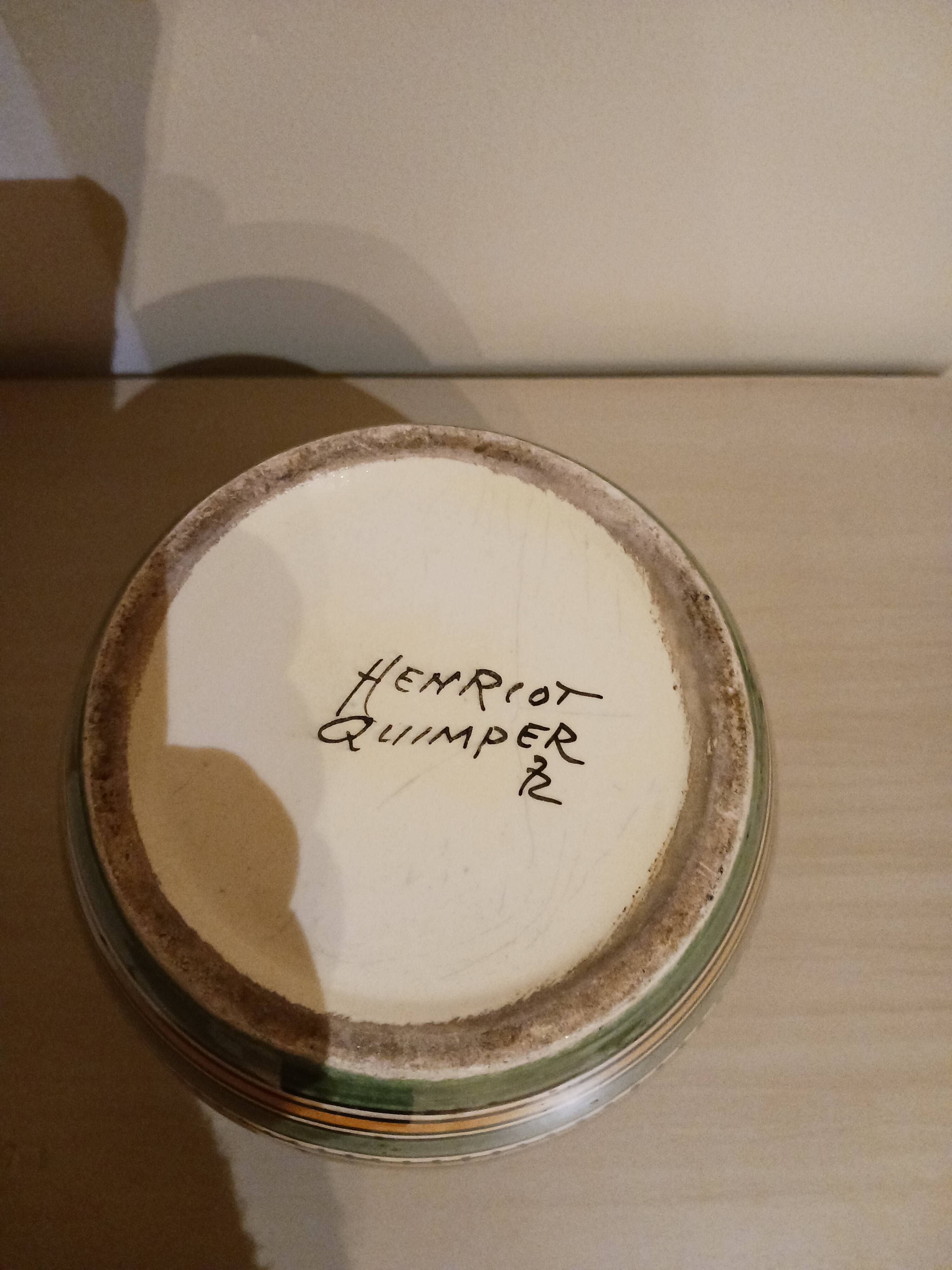 Round vase, signed Henriot Quimper, 1950s