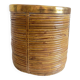 Mid-Century Organic Modern Medium Size Pencil Reed/Rattan Planter with Brass Rim
