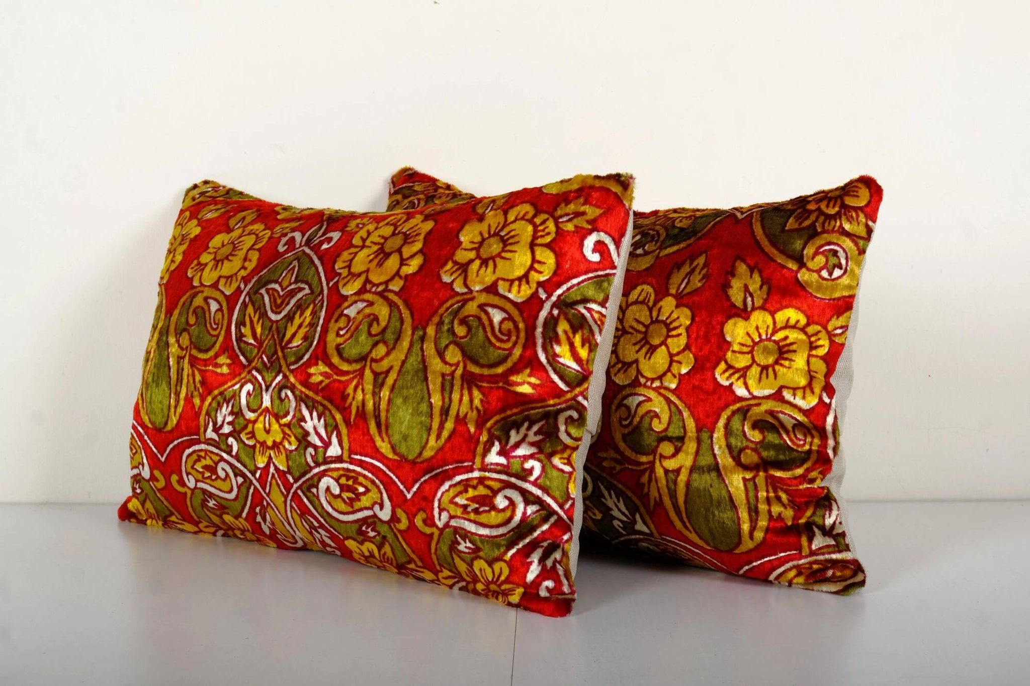 Lot de 2 housses de coussin velours vintage 56x33 cm