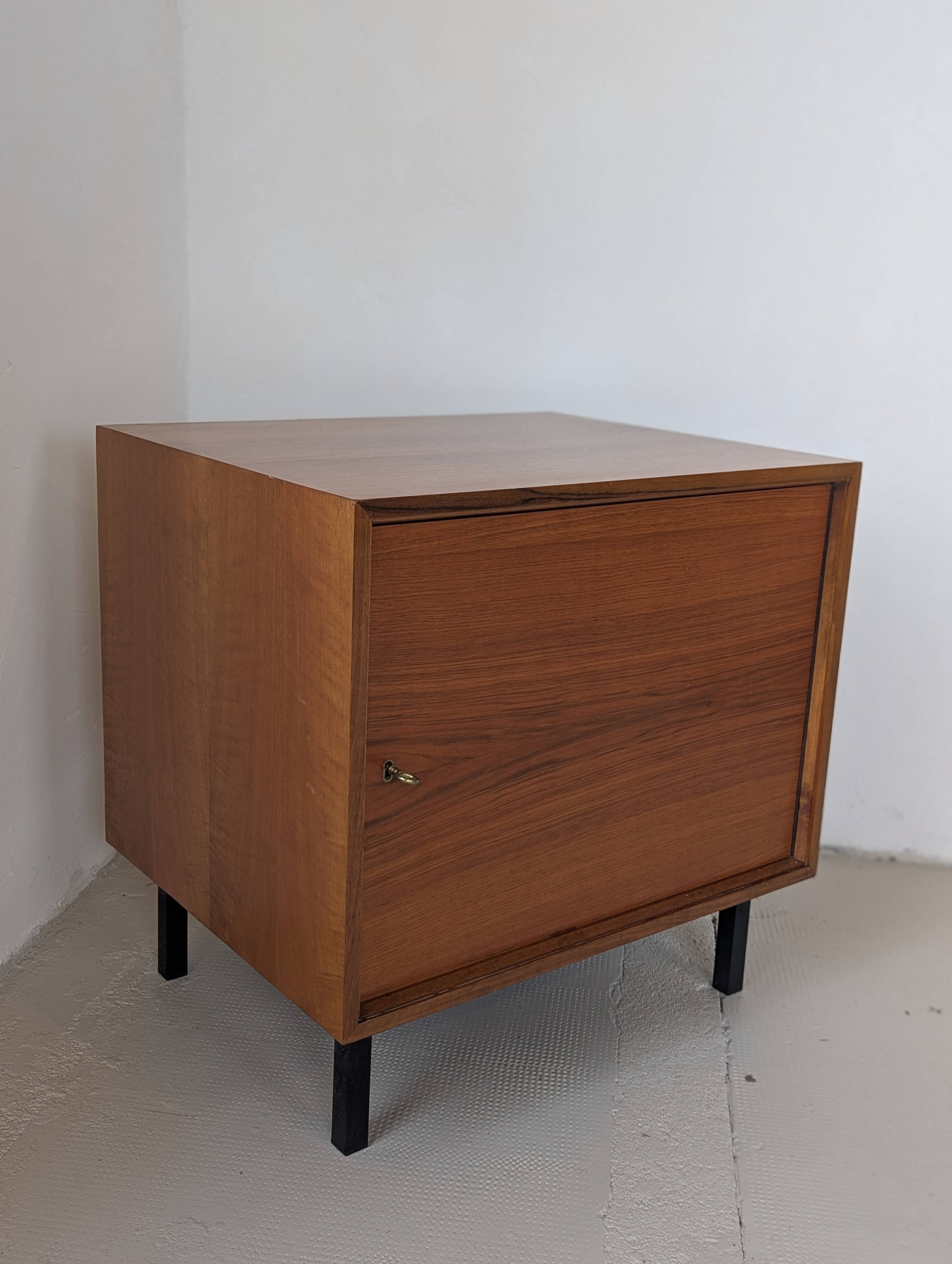 Small wooden and metal side table, 1970s