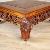 Vintage Richly Decorated Oak Coffee Table, 1950s