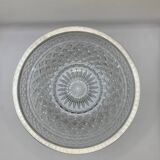 Chiseled glass (crystal?) salad bowl with silver metal edge
