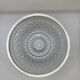 Chiseled glass (crystal?) salad bowl with silver metal edge