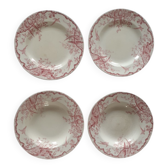 Assiettes Luneville K&G Rambouillet rouge