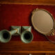 Exceptional pair of large candlesticks in patinated greenish-blue brass.