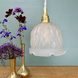 Vintage frosted glass tulip pendant light