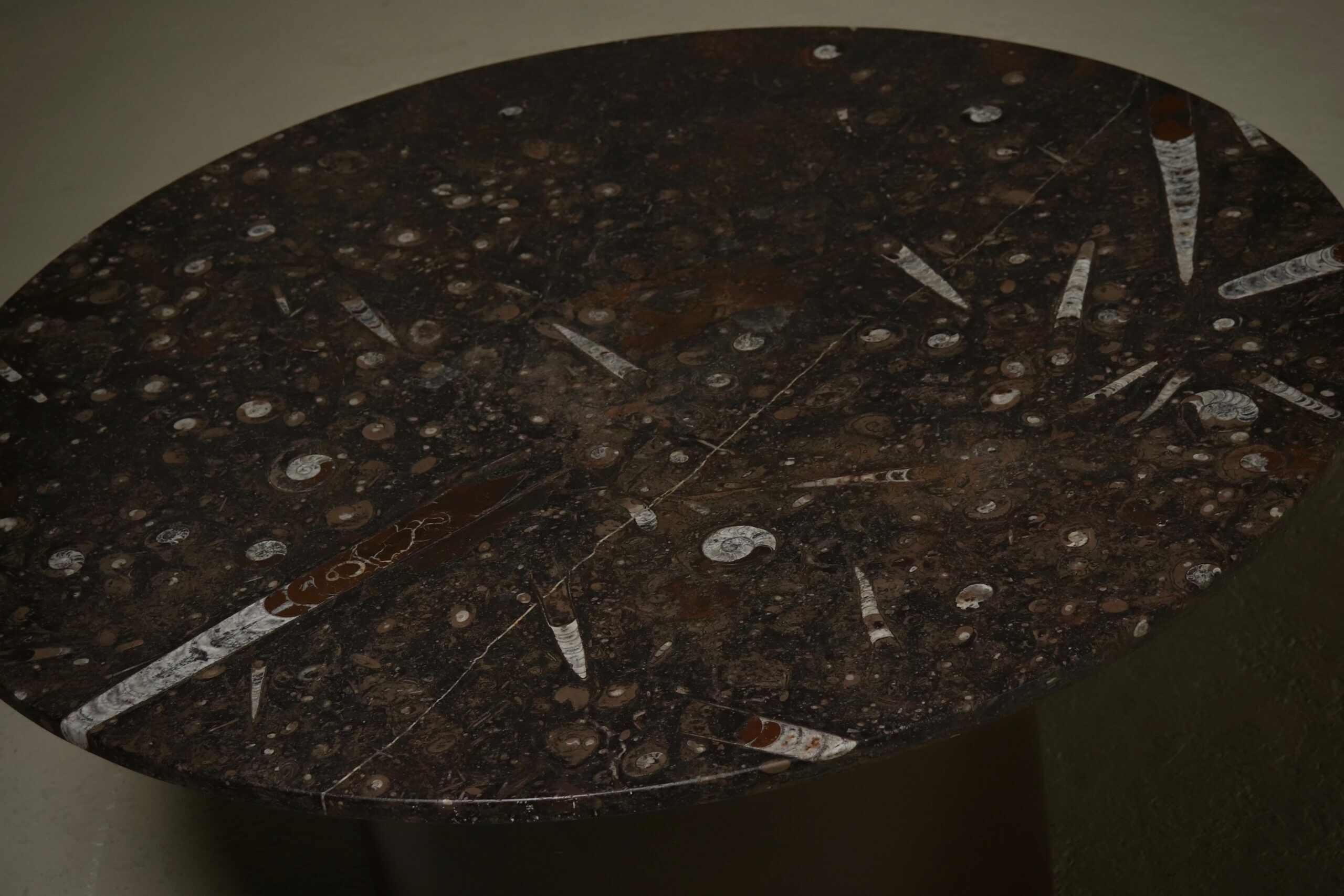 Coffee table with fossil limestone top by Metaform Holland, 1980s
