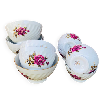 Set of 10 antique earthenware bowls from Digoin Sarreguemines.