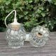 Pair of Bubble Pendant Lamps in Amber Glass Vintage 70s