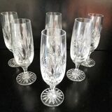 6 vintage crystal champagne flutes by etzel