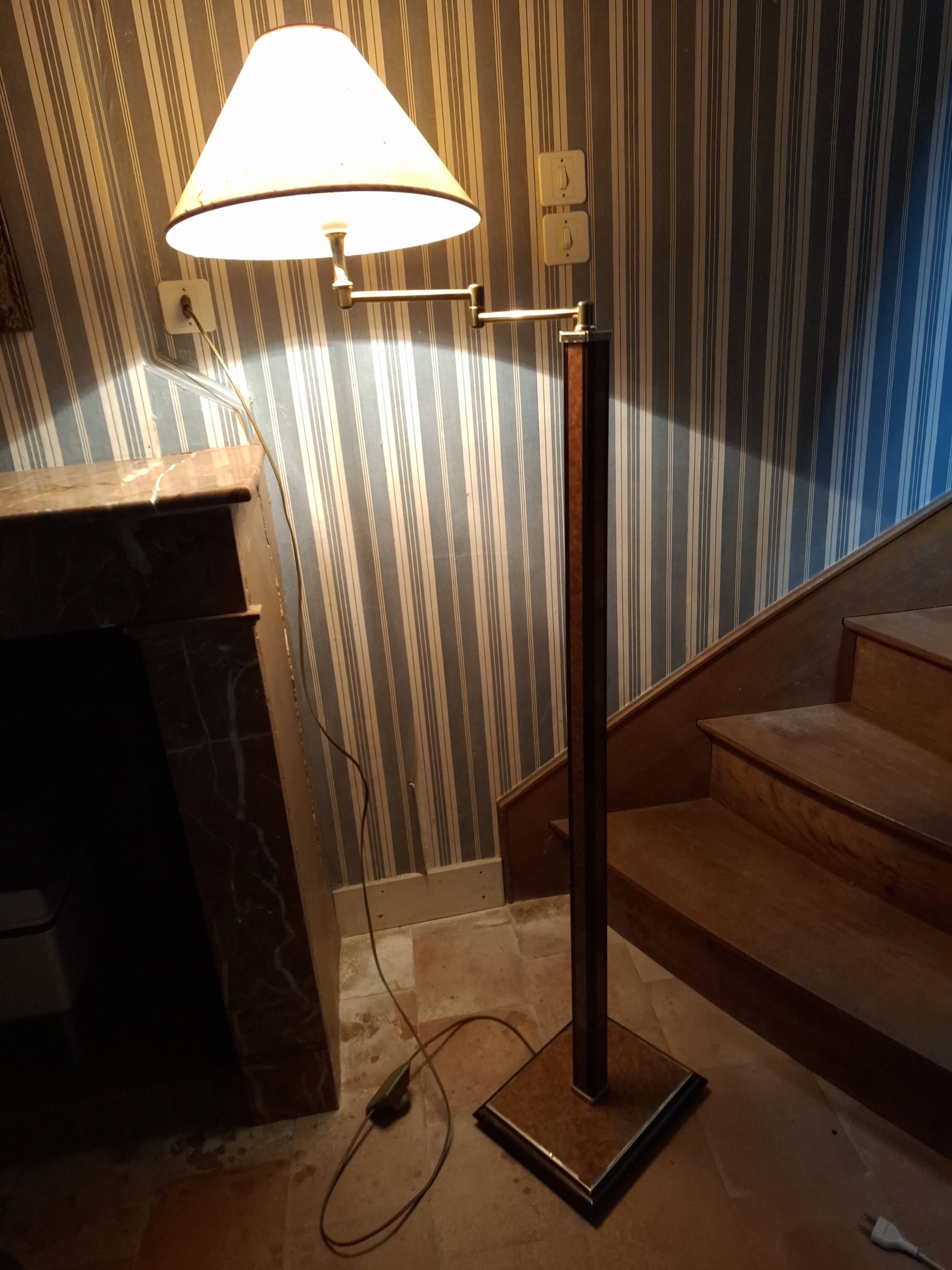 Floor lamp, vintage 80's reading light in elm burrier style, designed by robert de schuytener