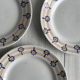 3 assiettes à dessert motif fleurs bleues