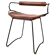 Contemporary Table Bar Stool with Backrest, Smoked Black Metal and Dark Brown Leather