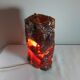 Lampe en résine et verre années 70