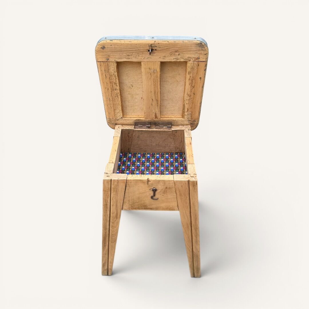 Raw wood storage stool 1950