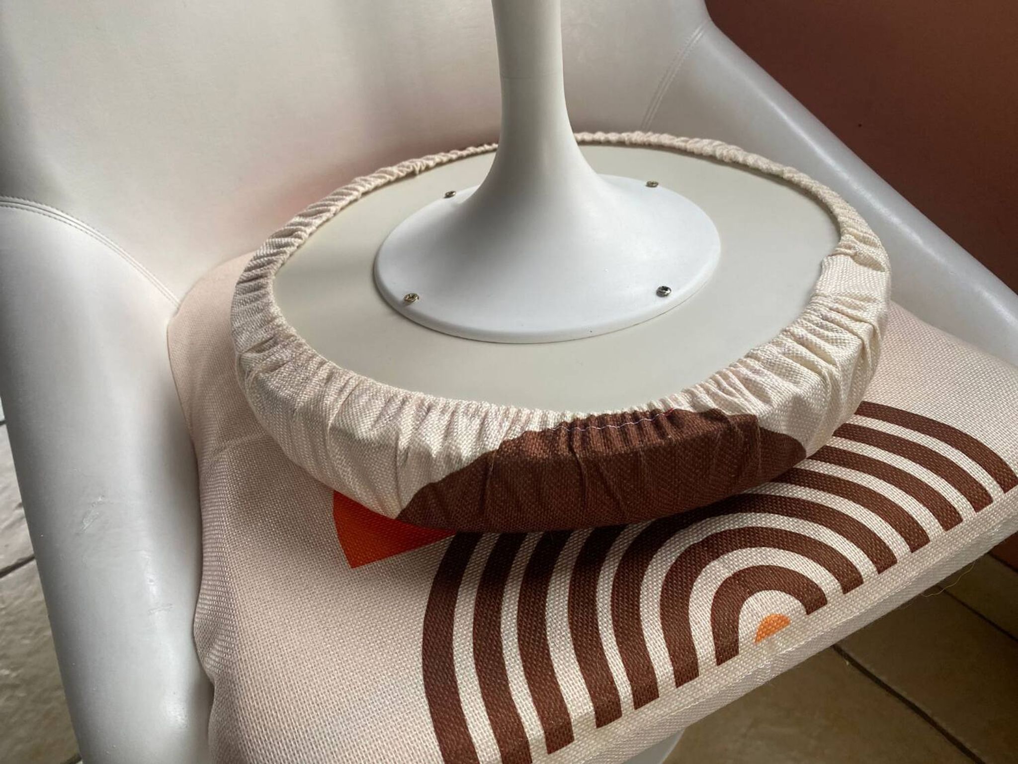 70's armchair and tulip foot stool set