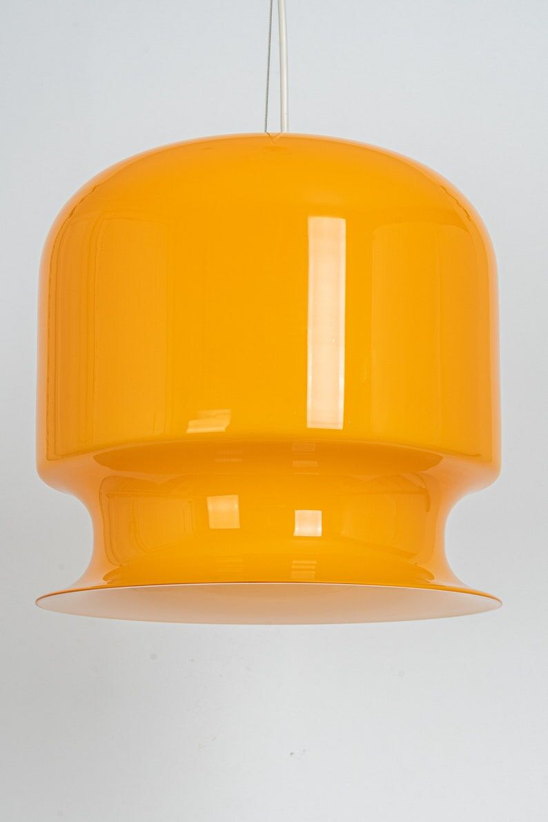 Yellow glass pendant lamp Peill & Putzler Germany 1970s