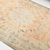 6x9 Peach Orange & Cream Geometric Vintage Rug, 179x288Cm