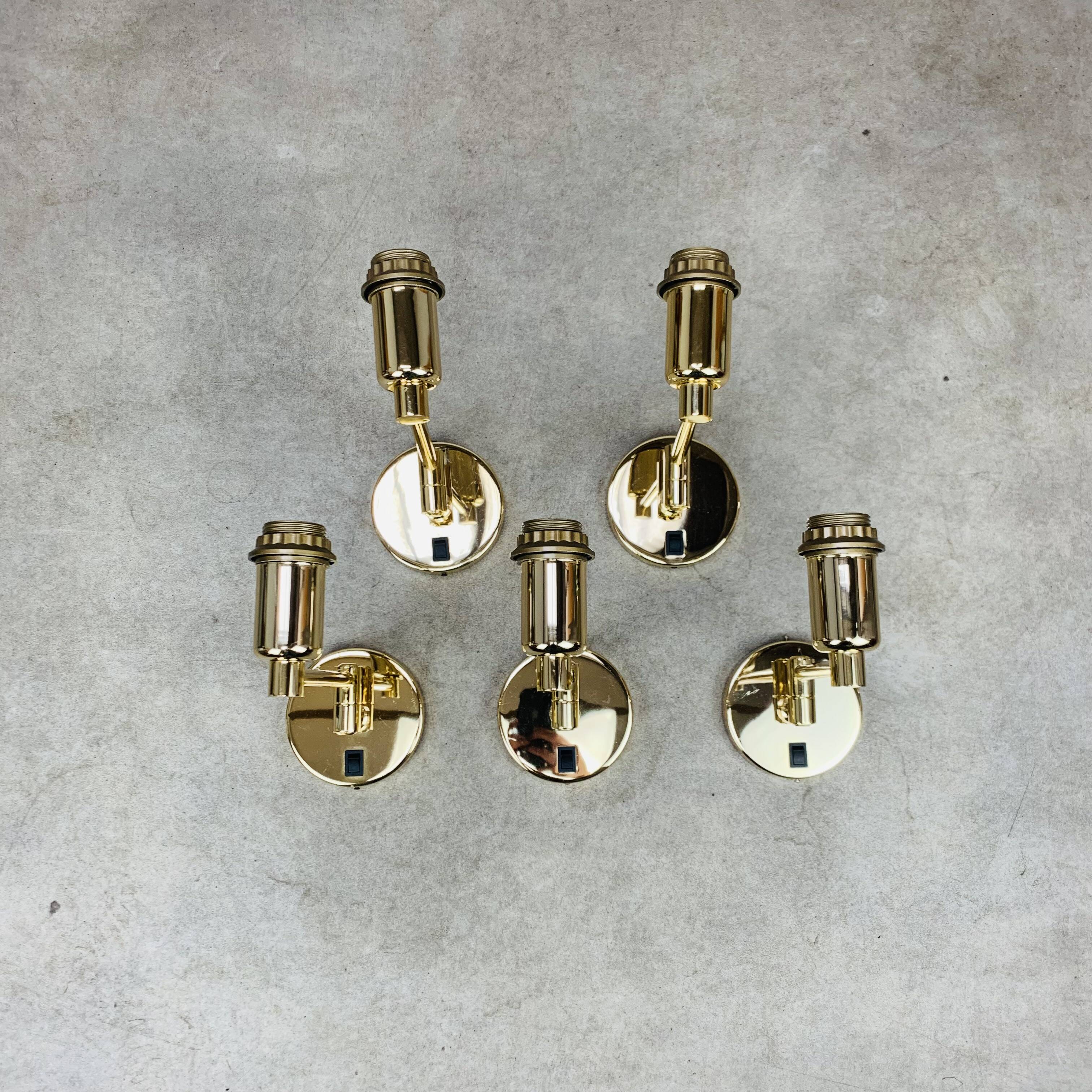5 gold LED wall lights by LedsC4 in brass