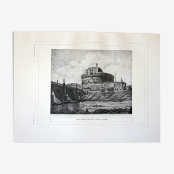 Reproduction Engraving Castel Sant'Angelo by Rossini