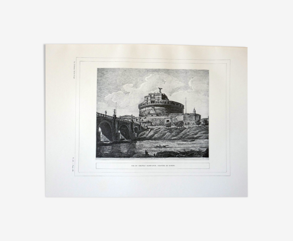 Reproduction Engraving Castel Sant'Angelo by Rossini