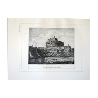 Reproduction Engraving Castel Sant'Angelo by Rossini