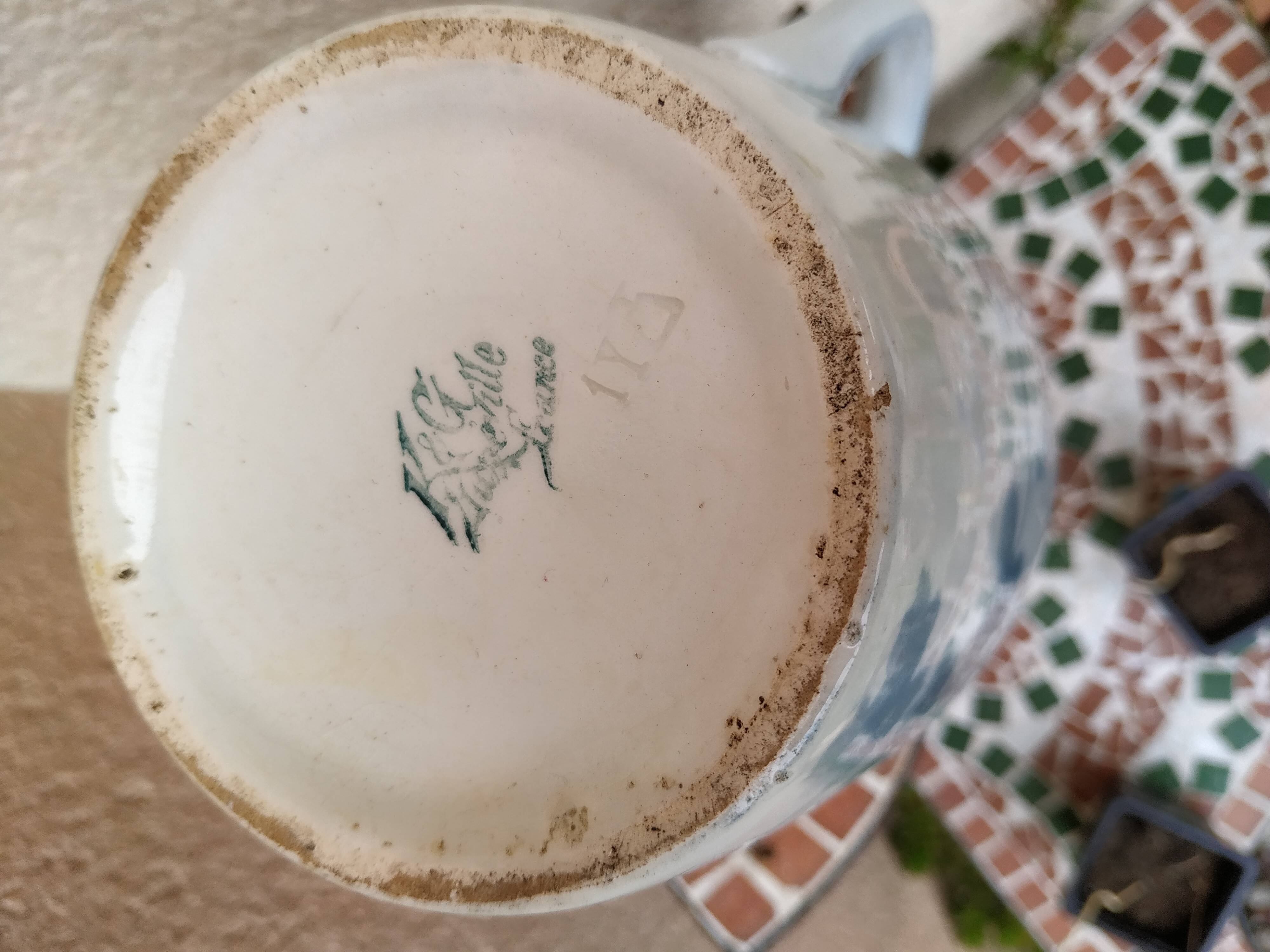 Pitcher with chrysanthemums Keller and Guerin Lunéville