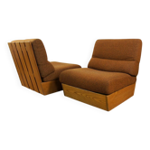 Paire de Chauffeuses Forme Libre en Bois Blond Vintage 1960 / 1970