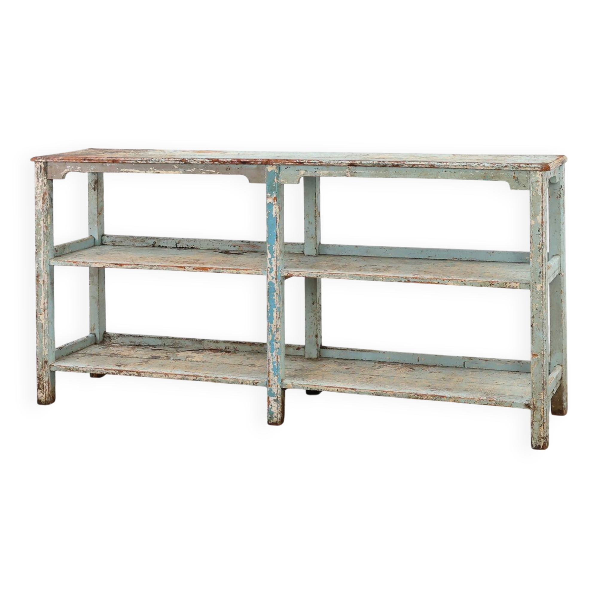 Industrial console with patina of old layers of paint, France ca. 1900