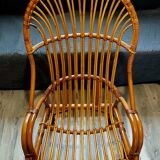 Fauteuil osier vintage 1970